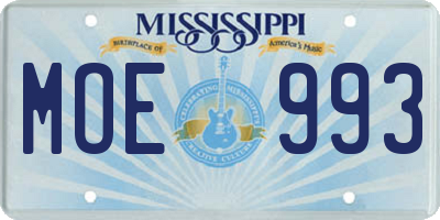 MS license plate MOE993