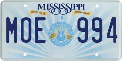 MS license plate MOE994