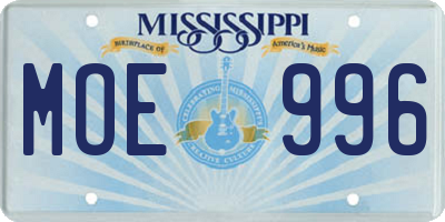 MS license plate MOE996
