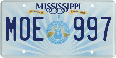 MS license plate MOE997