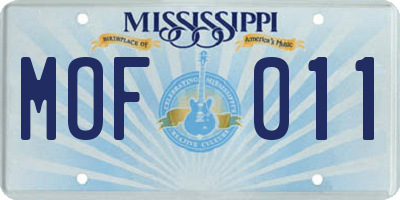 MS license plate MOF011