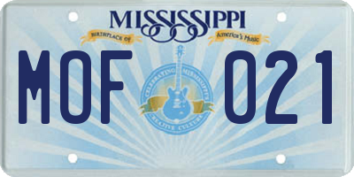 MS license plate MOF021