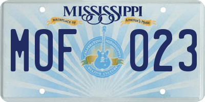 MS license plate MOF023