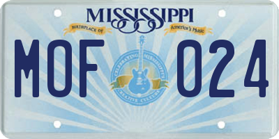 MS license plate MOF024