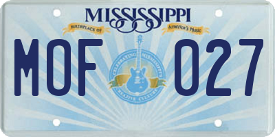 MS license plate MOF027