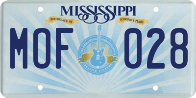 MS license plate MOF028
