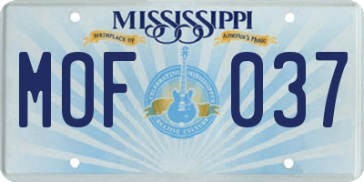MS license plate MOF037
