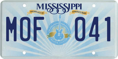 MS license plate MOF041