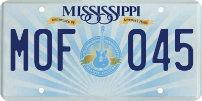 MS license plate MOF045