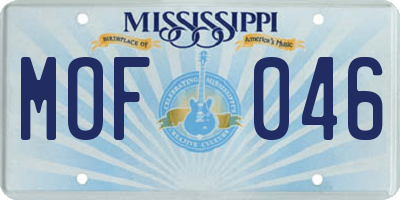 MS license plate MOF046