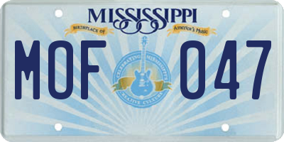 MS license plate MOF047