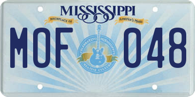 MS license plate MOF048