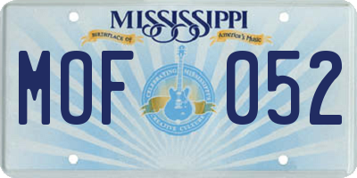 MS license plate MOF052