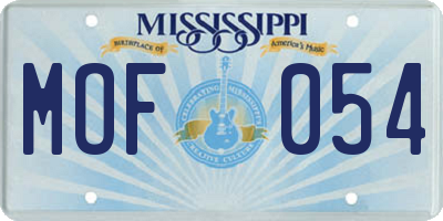 MS license plate MOF054