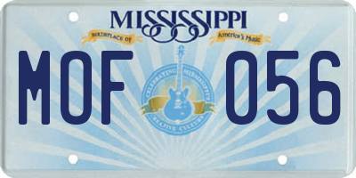 MS license plate MOF056