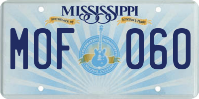 MS license plate MOF060