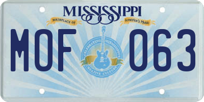 MS license plate MOF063