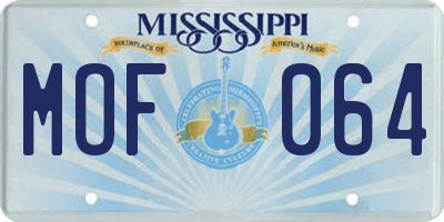 MS license plate MOF064