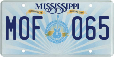 MS license plate MOF065