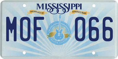 MS license plate MOF066