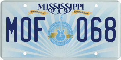 MS license plate MOF068