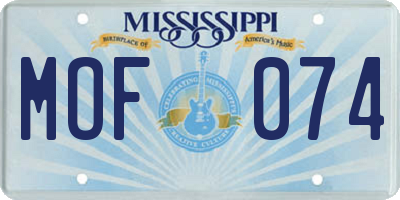 MS license plate MOF074