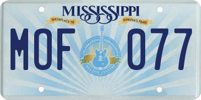 MS license plate MOF077