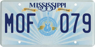 MS license plate MOF079