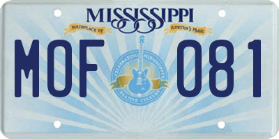 MS license plate MOF081