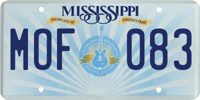 MS license plate MOF083