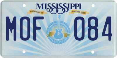 MS license plate MOF084