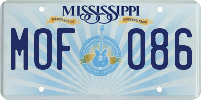 MS license plate MOF086
