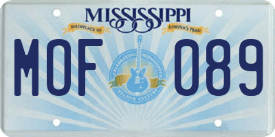 MS license plate MOF089