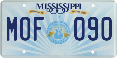 MS license plate MOF090