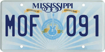 MS license plate MOF091