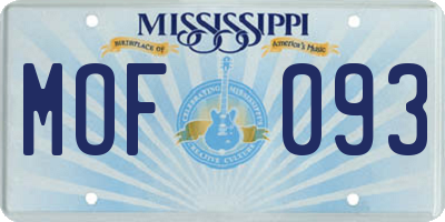 MS license plate MOF093