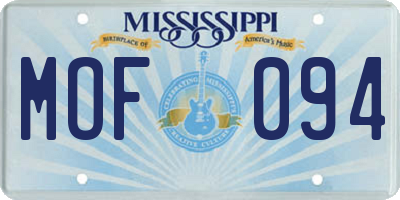 MS license plate MOF094