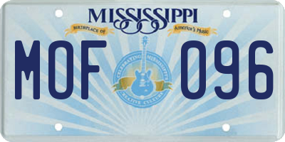 MS license plate MOF096