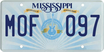 MS license plate MOF097