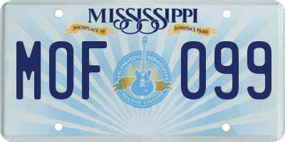 MS license plate MOF099