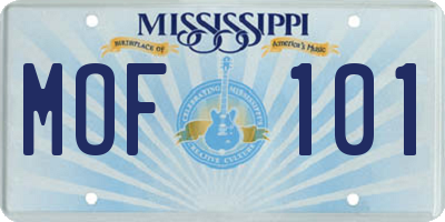 MS license plate MOF101
