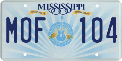 MS license plate MOF104