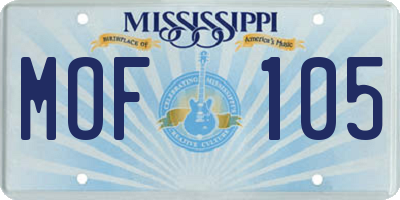 MS license plate MOF105