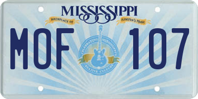 MS license plate MOF107