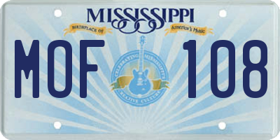 MS license plate MOF108