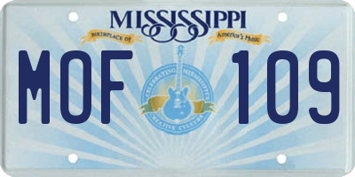 MS license plate MOF109