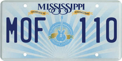 MS license plate MOF110
