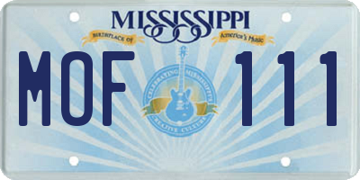 MS license plate MOF111