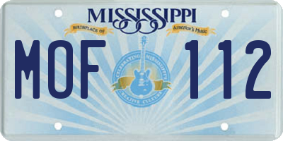MS license plate MOF112