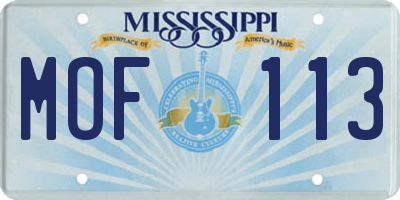 MS license plate MOF113